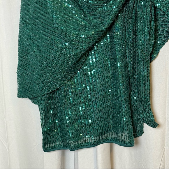 Grace Karin Emerald Green Sequin Asymmetrical Wrap Dress NWT Women’s Medium - Picture 8 of 16